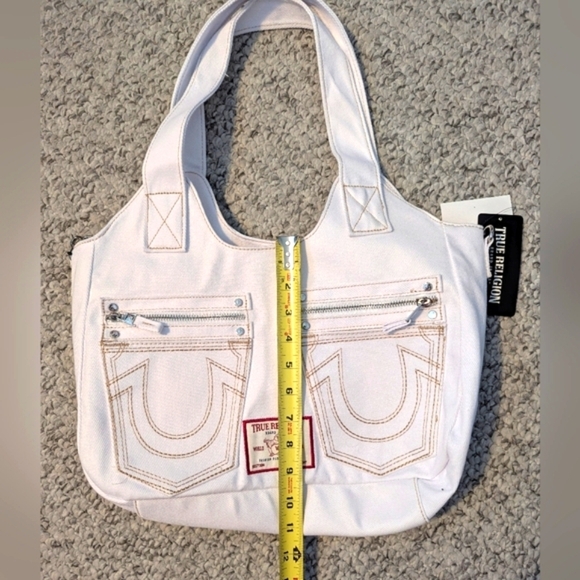 BNWT - True Religion White Tote/Crossbody/Shoulder/Beach/School Bag/Purse - Picture 9 of 16